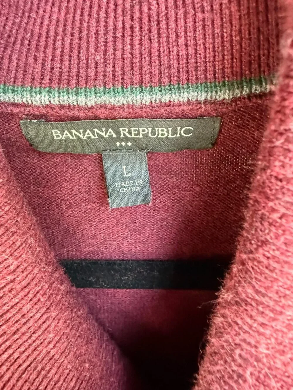 Banana Republic 100% Cotton Shawl Collar Pullover Sweater Burgundy Heather Men's